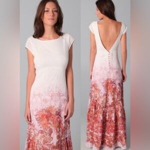 FREE PEOPLE Maxi dress Linen Blend open back 4